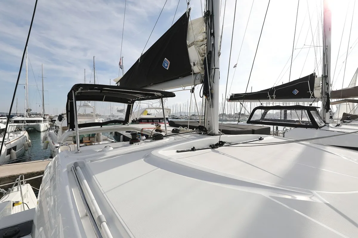 Deck of Mari, a Lagoon 40 catamaran at Općina Sukošan, Croatia