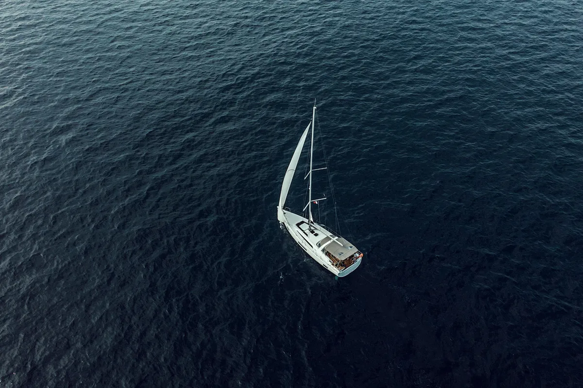 Exterior view of Kismee, a Beneteau Oceanis 46.1 sailboat at Ibiza, Spain