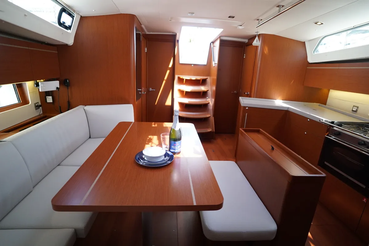 Salon of Kismee, a Beneteau Oceanis 46.1 sailboat at Ibiza, Spain