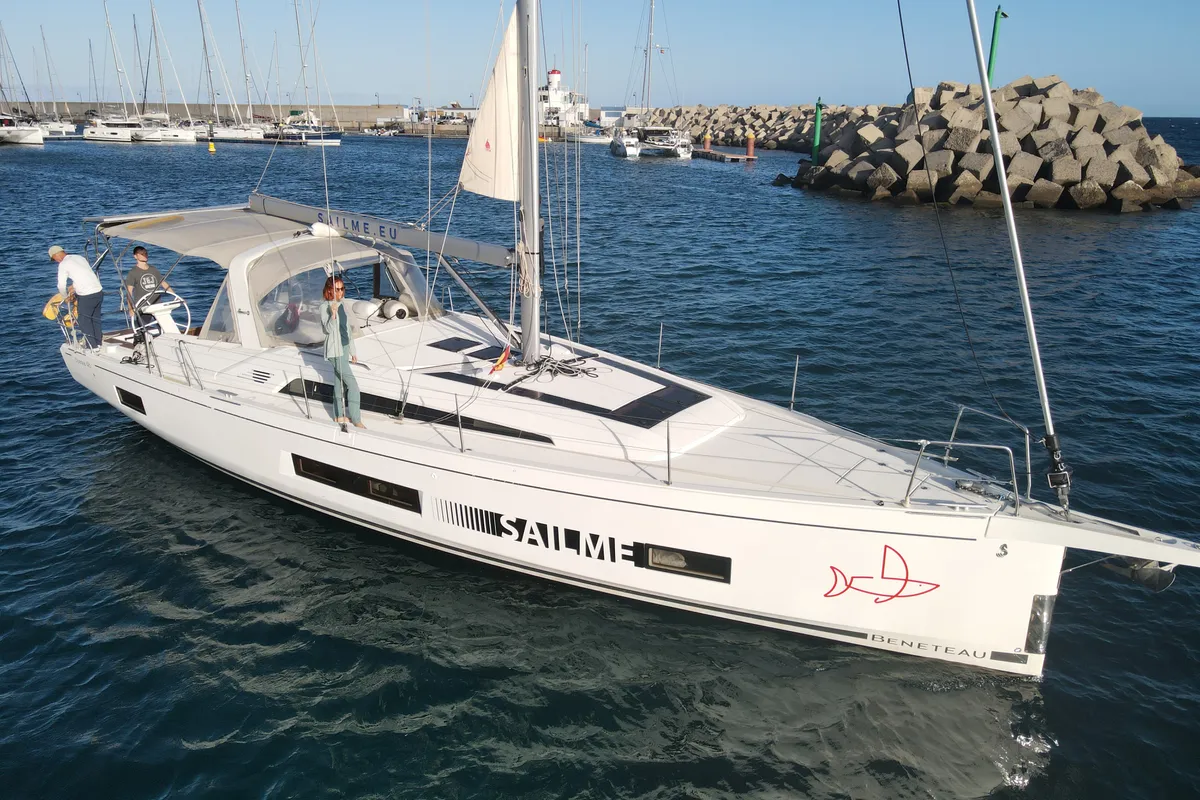 Exterior view of Kismee, a Beneteau Oceanis 46.1 sailboat at Ibiza, Spain