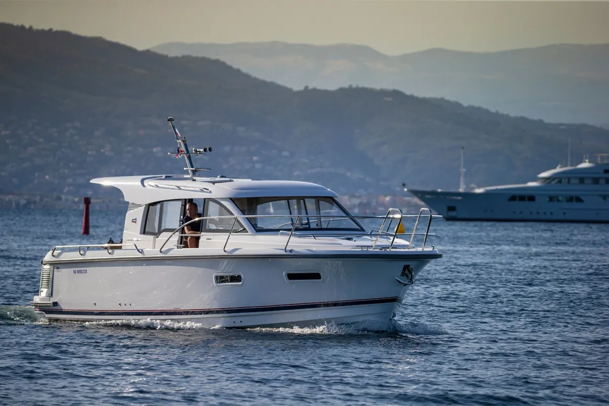 Exterior view of DALMATIA, a Nimbus 305 Coupe motorboat at Split, Croatia