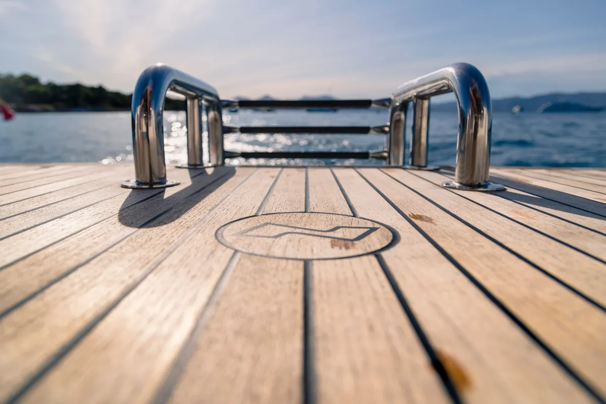 Deck of DALMATIA, a Nimbus 305 Coupe motorboat at Split, Croatia