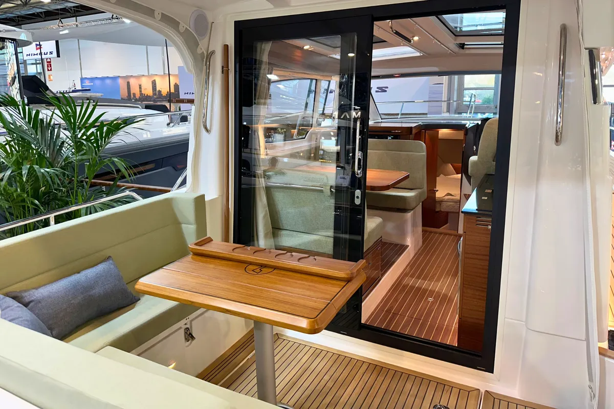 Deck of DALMATIA, a Nimbus 305 Coupe motorboat at Split, Croatia