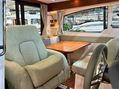 Cockpit of DALMATIA, a Nimbus 305 Coupe motorboat at Split, Croatia