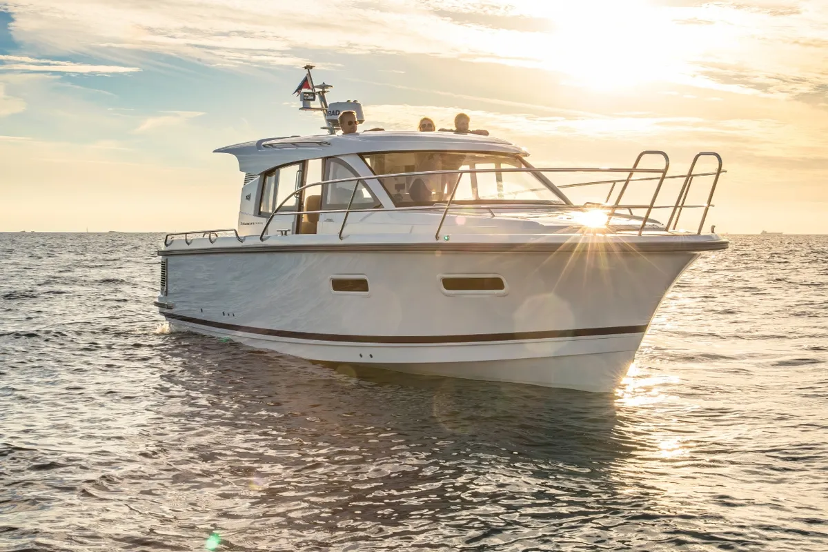Exterior view of DALMATIA, a Nimbus 305 Coupe motorboat at Split, Croatia