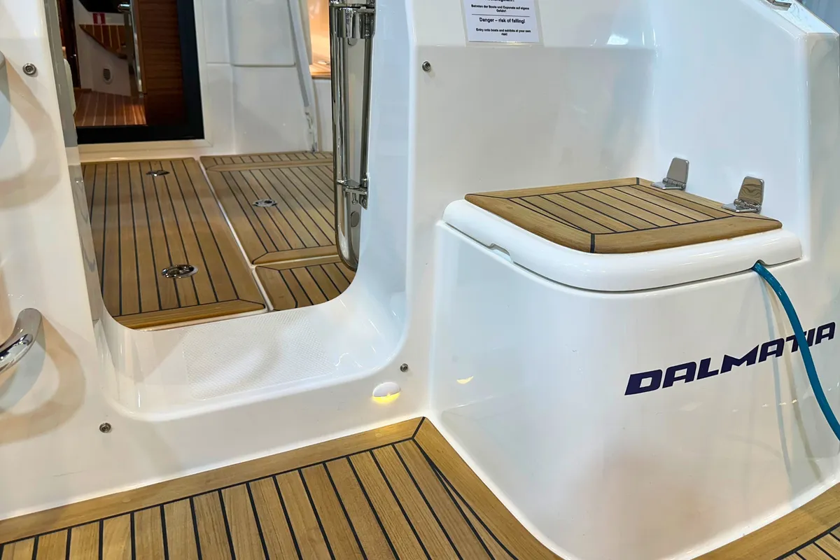 Deck of DALMATIA, a Nimbus 305 Coupe motorboat at Split, Croatia