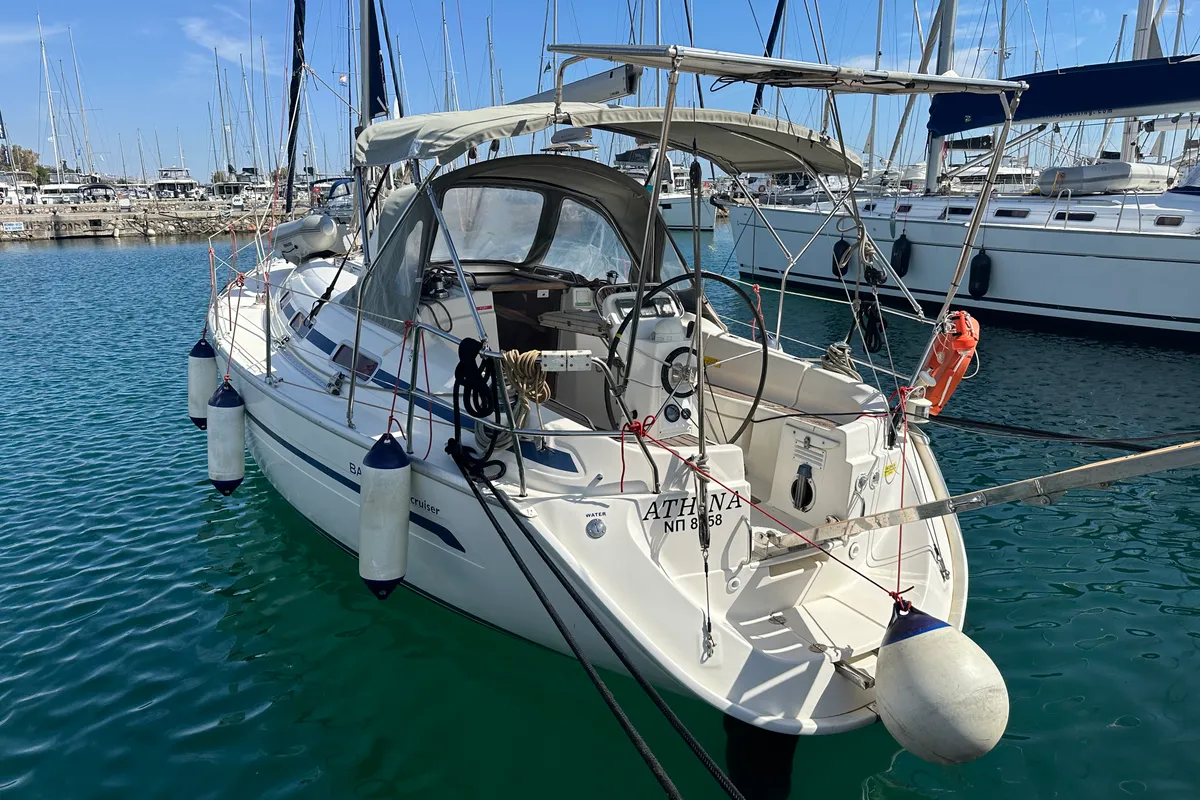 Exterior view of Athina, a Bavaria 32 Cruiser sailboat at Preveza, Greece