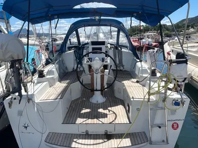 Cockpit of Lazzarone, a Jeanneau Sun Odyssey 319 sailboat at Cannigione, Italy