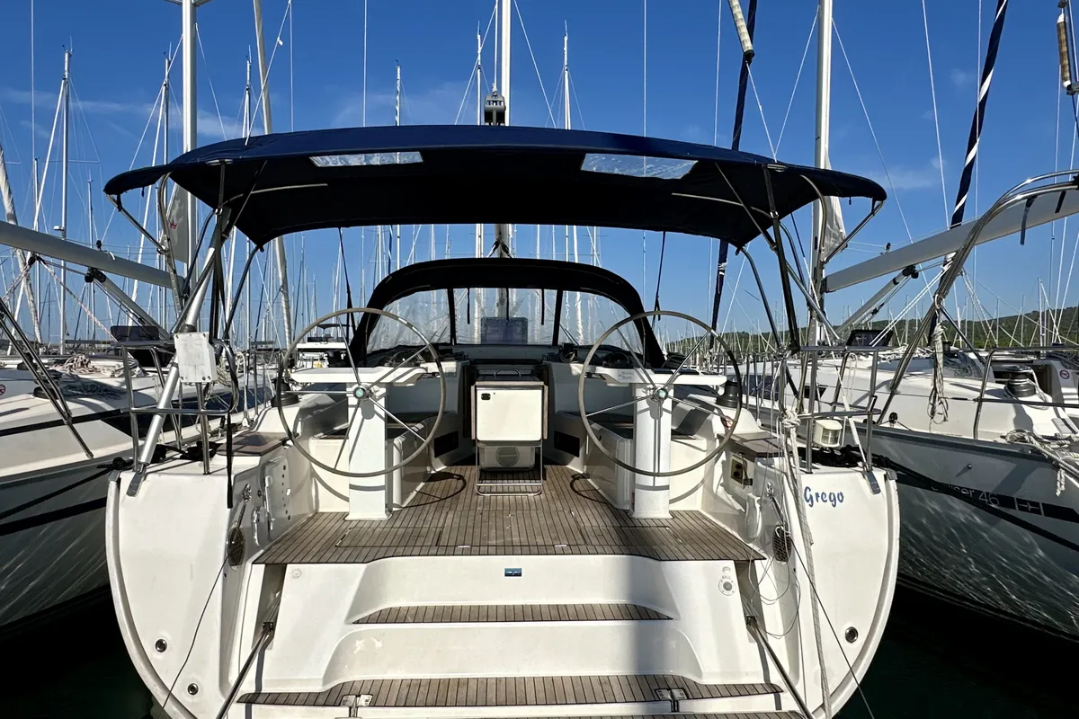 Cockpit of Grego, a Bavaria Cruiser 45 sailboat at Općina Sukošan, Croatia