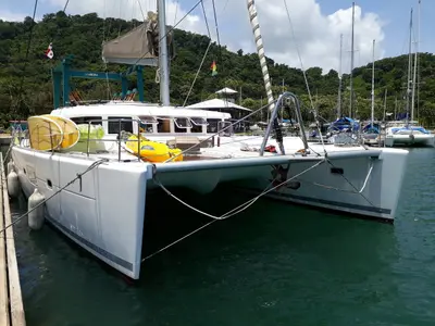 Exterior view of Vip One, a Lagoon 500 catamaran at Narganá, Panama