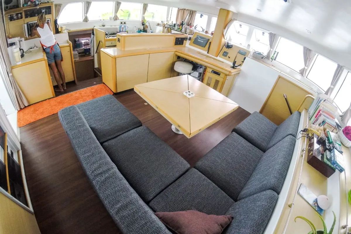 Salon of Vip One, a Lagoon 500 catamaran at Narganá, Panama