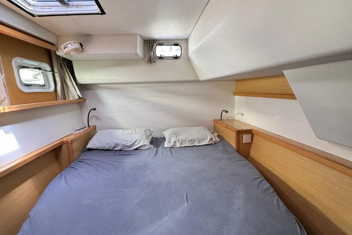Cabin on Zil Seashell, a Lagoon 450 F catamaran at Roche Caiman, Seychelles