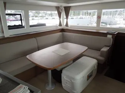 Salon of Zil Seashell, a Lagoon 450 F catamaran at Roche Caiman, Seychelles