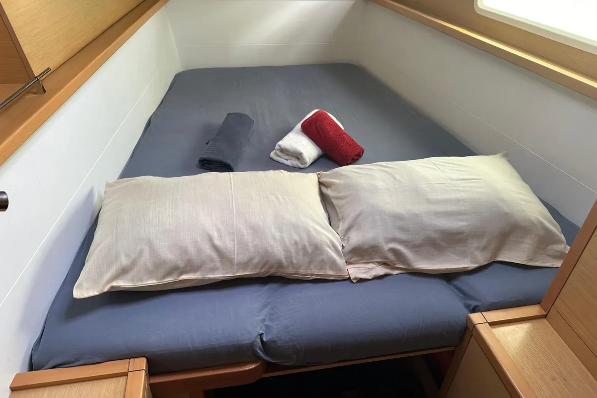Cabin on Zil Seashell, a Lagoon 450 F catamaran at Roche Caiman, Seychelles