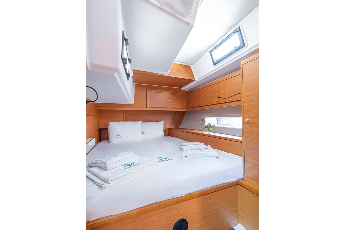 Cabin on Deniz Derin, a Dufour 470 sailboat at Fethiye, Turkey