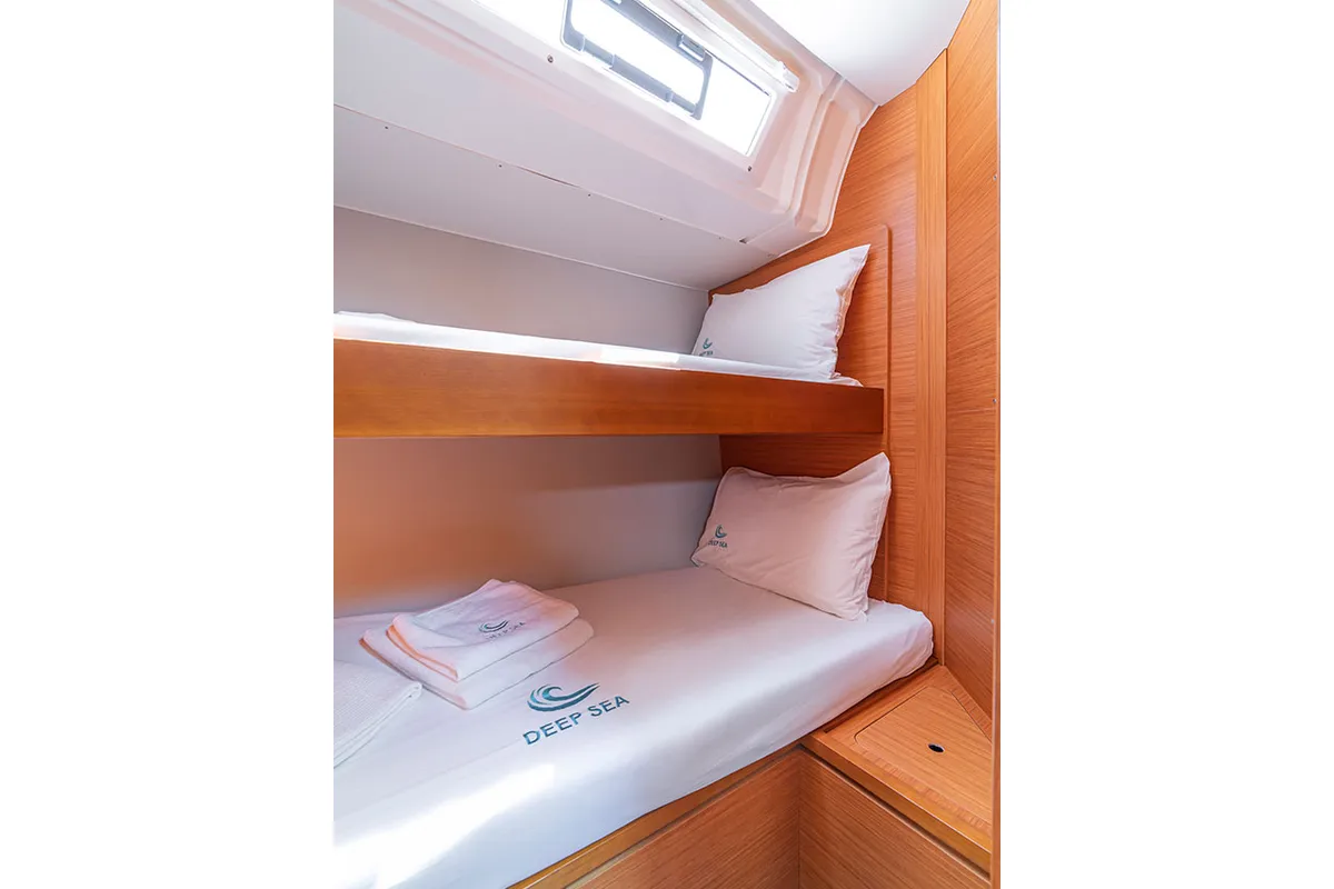 Cabin on Deniz Derin, a Dufour 470 sailboat at Fethiye, Turkey