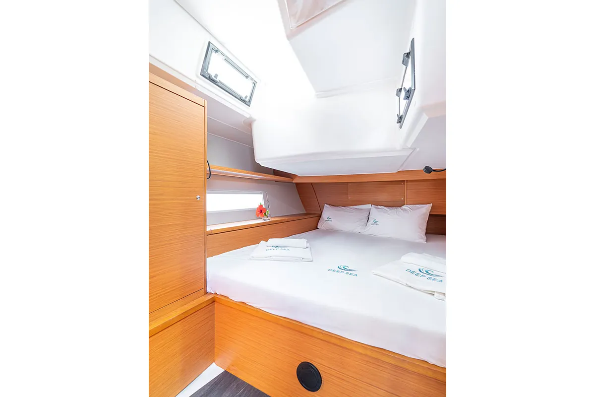 Cabin on Deniz Derin, a Dufour 470 sailboat at Fethiye, Turkey