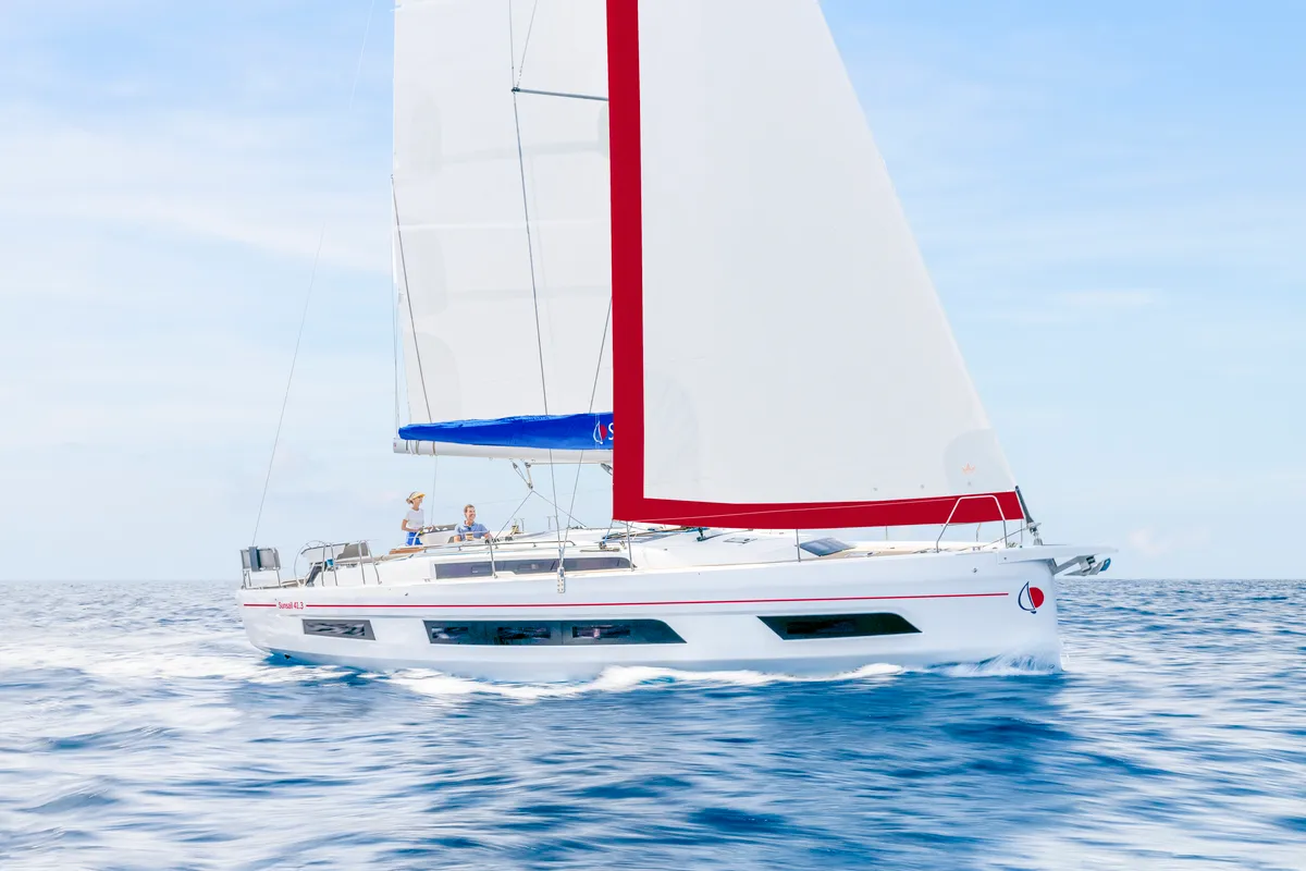 Exterior view of Sunsail 41.3 Premium, a Dufour 41 sailboat at Dubrovnik, Croatia