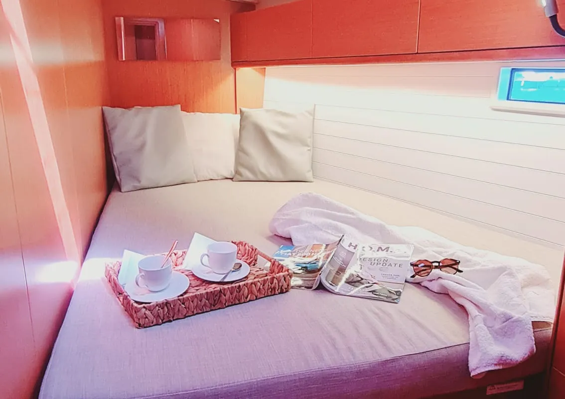 Cabin on Baaria, a Bavaria 46 Cruiser sailboat at Palermo, Italy