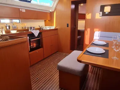 Salon of Baaria, a Bavaria 46 Cruiser sailboat at Palermo, Italy