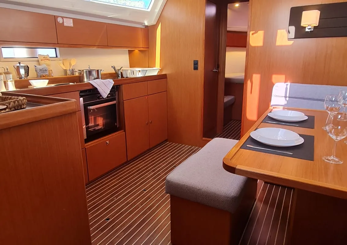 Salon of Baaria, a Bavaria 46 Cruiser sailboat at Palermo, Italy