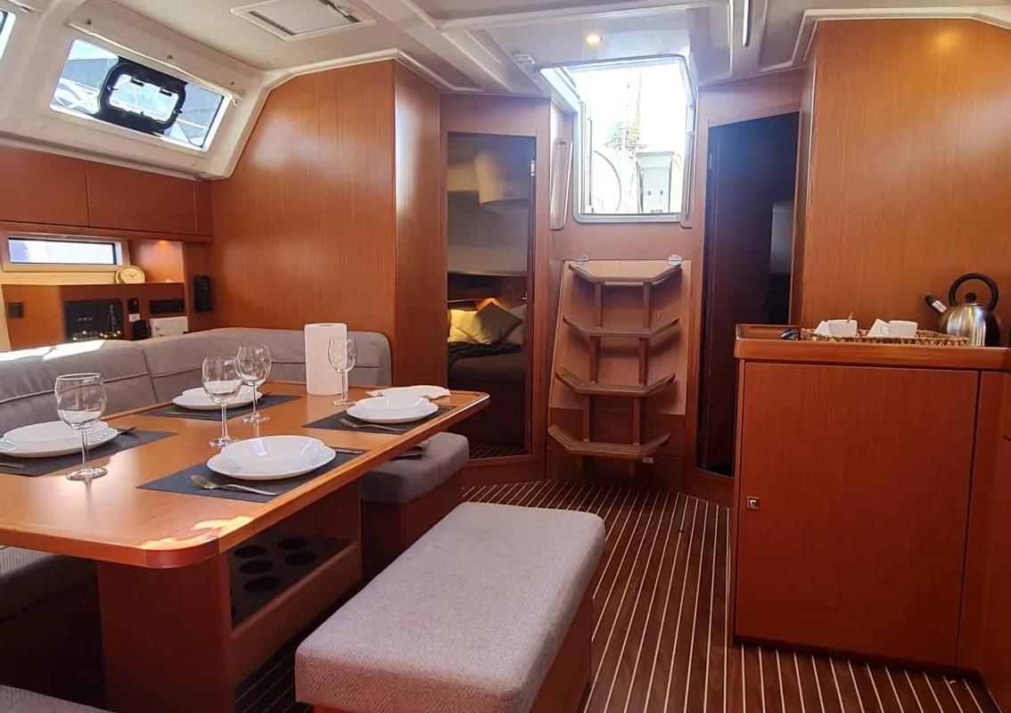 Salon of Baaria, a Bavaria 46 Cruiser sailboat at Palermo, Italy