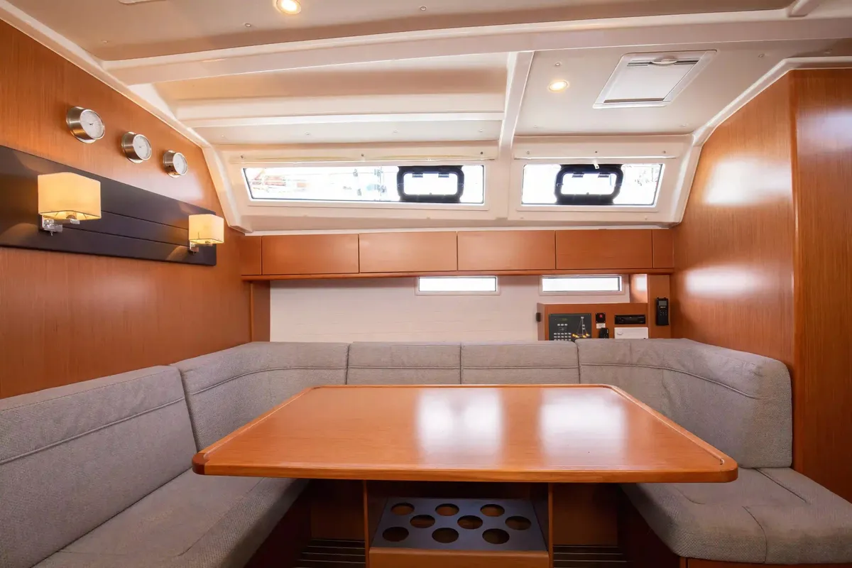Salon of Baaria, a Bavaria 46 Cruiser sailboat at Palermo, Italy