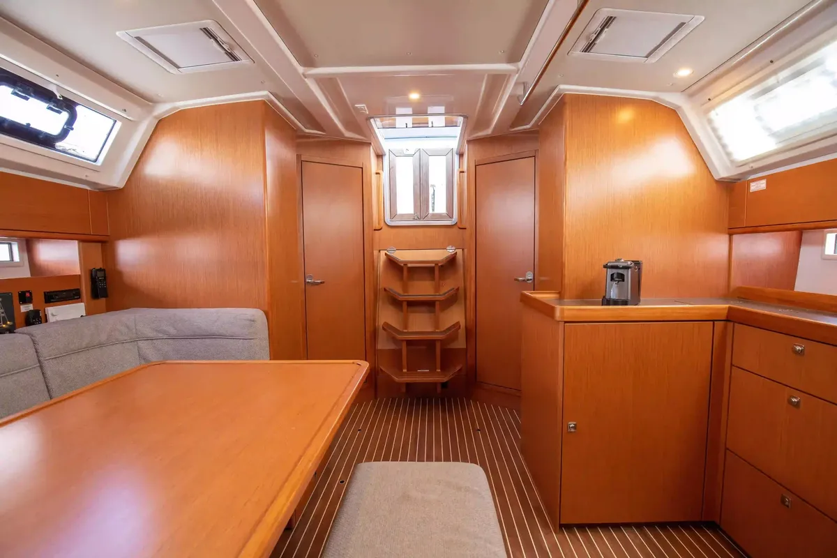 Salon of Baaria, a Bavaria 46 Cruiser sailboat at Palermo, Italy