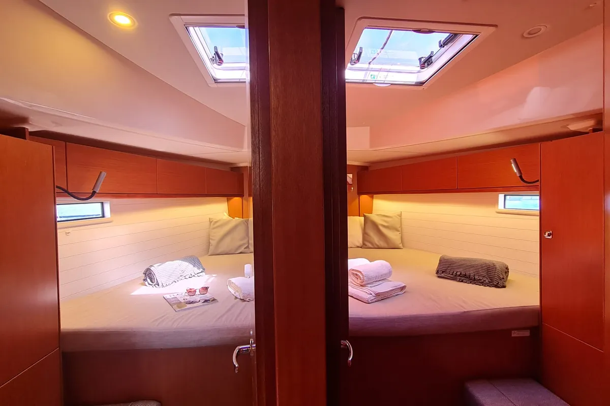 Cabin on Baaria, a Bavaria 46 Cruiser sailboat at Palermo, Italy