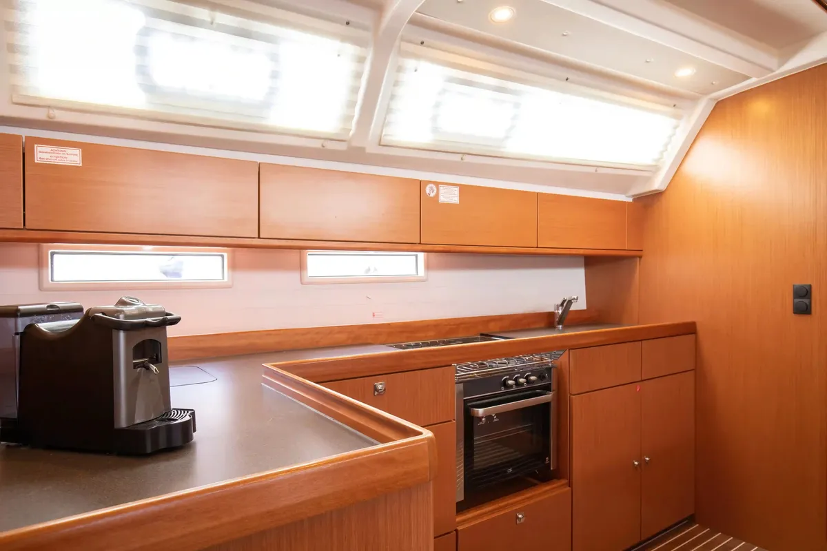 Galley of Baaria, a Bavaria 46 Cruiser sailboat at Palermo, Italy