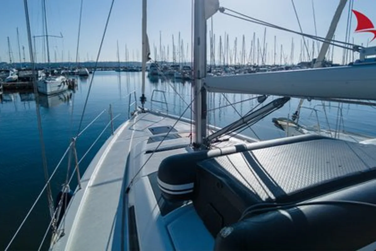 Deck of Blue Note, a Dufour 390 GL sailboat at Plan-d'Aups-Sainte-Baume, France