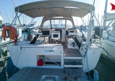 Cockpit of Blue Note, a Dufour 390 GL sailboat at Plan-d'Aups-Sainte-Baume, France