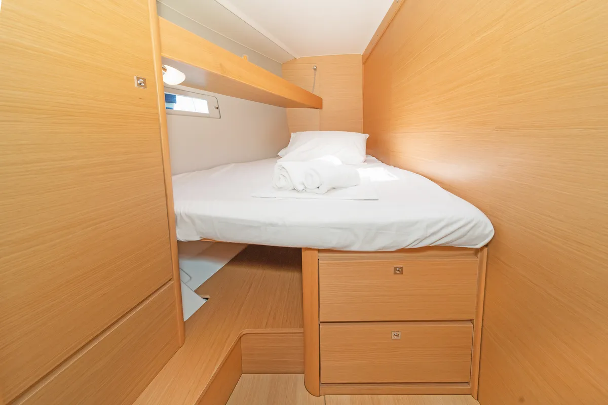 Cabin on Carpe Diem, a Dufour 460 Grand Large sailboat at Municipal Unit of Lefkada, Greece