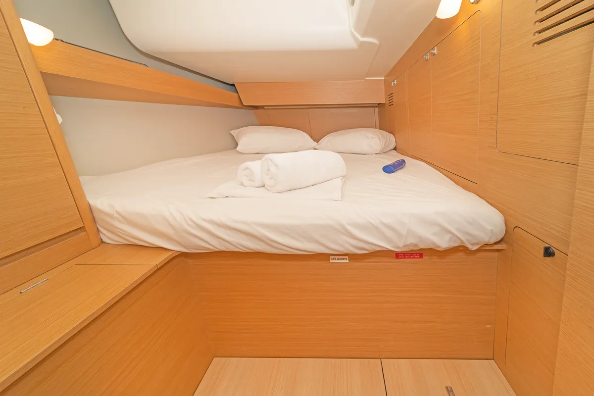 Cabin on Carpe Diem, a Dufour 460 Grand Large sailboat at Municipal Unit of Lefkada, Greece