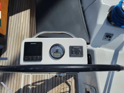 Cockpit of Vivo, a Dufour 430 GL sailboat at Kaštela, Croatia