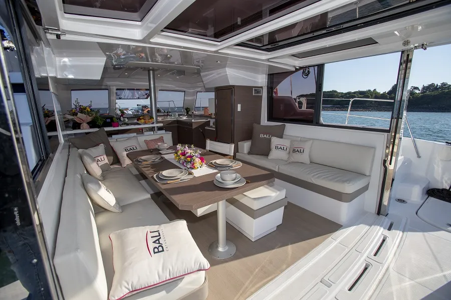 Salon of Windermere, a Bali Catspace catamaran at Road Town, British Virgin Islands