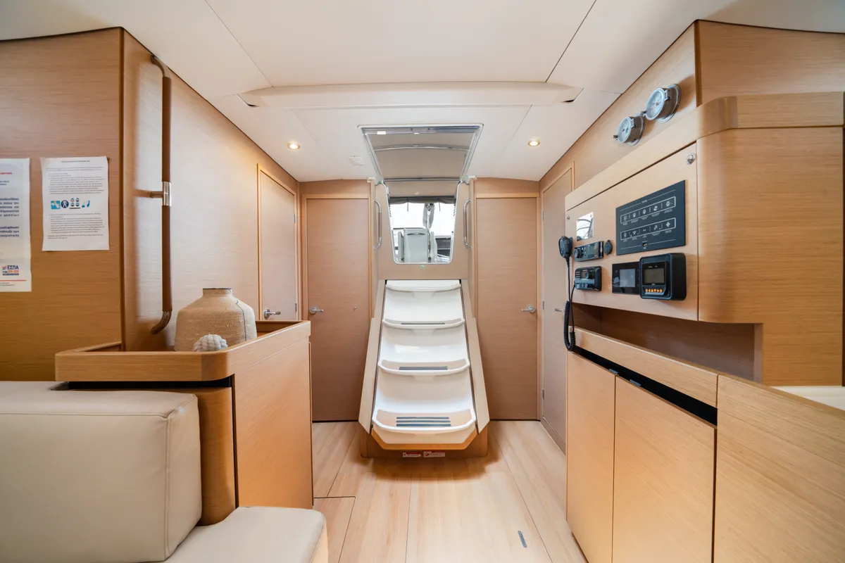 Calma, a Jeanneau Sun Odyssey 490 sailboat at Municipal Unit of Nea Peramos, Greece