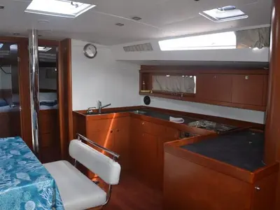 Galley of Franziska, a Beneteau Oceanis 48 sailboat at Cannigione, Italy