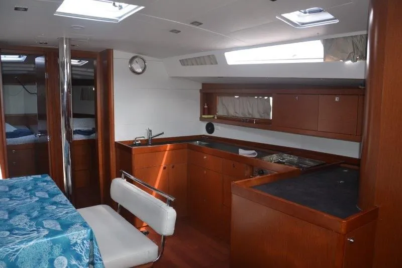 Galley of Franziska, a Beneteau Oceanis 48 sailboat at Cannigione, Italy