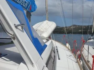 Deck of Franziska, a Beneteau Oceanis 48 sailboat at Cannigione, Italy