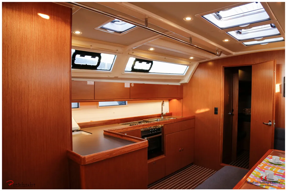 Galley of Maladroxia, a Bavaria Cruiser 46 sailboat at Cagliari, Italy