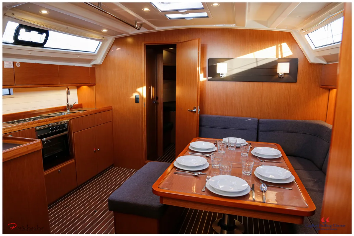 Salon of Maladroxia, a Bavaria Cruiser 46 sailboat at Cagliari, Italy