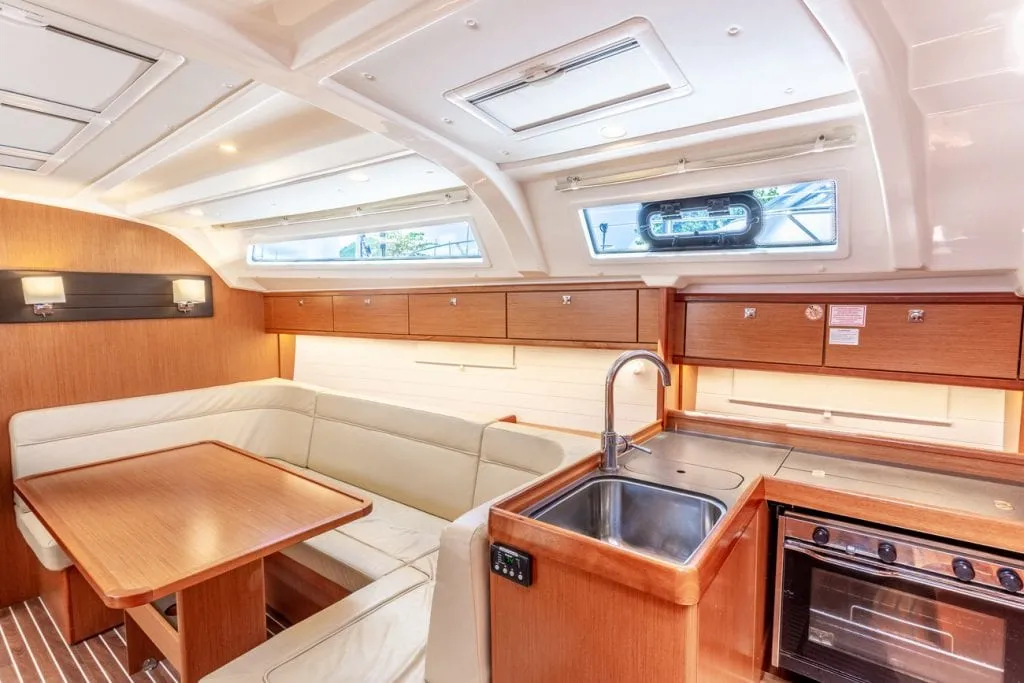 Salon of Patches, a Bavaria Cruiser 41 sailboat at Ribishi, Saint Vincent and the Grenadines