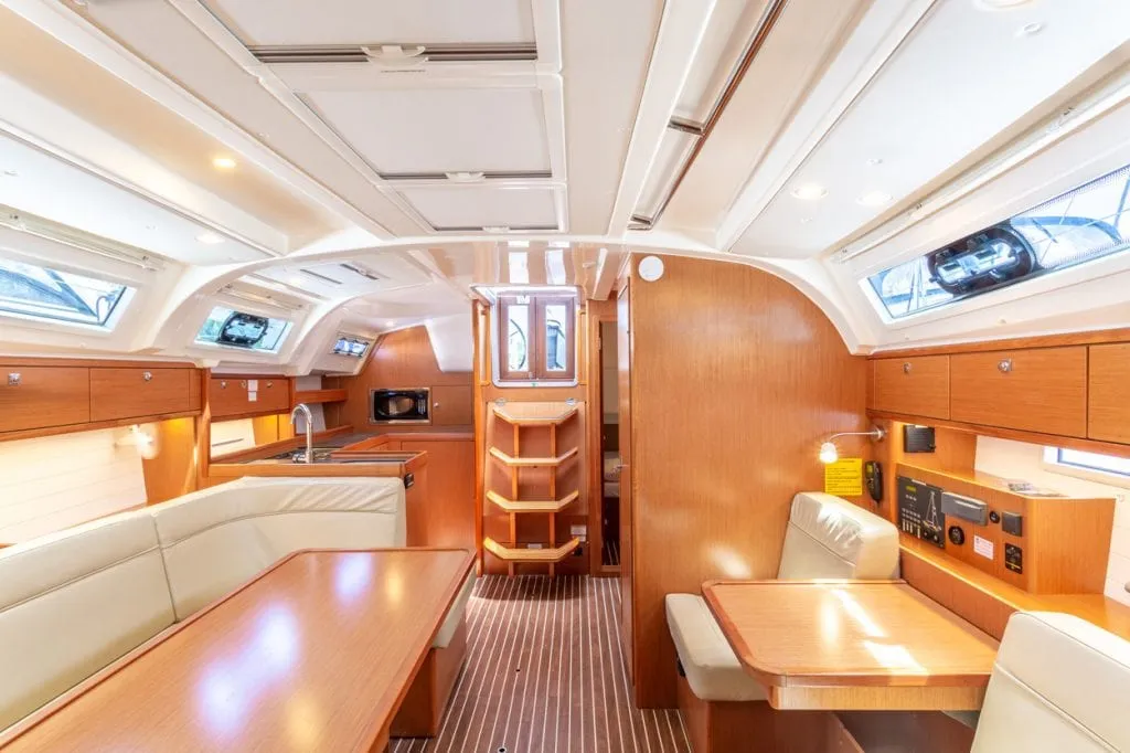 Salon of Patches, a Bavaria Cruiser 41 sailboat at Ribishi, Saint Vincent and the Grenadines