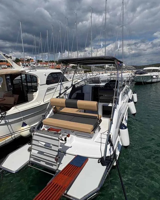 Deck of Sky, a Öchsner SRX30 motorboat at Jezera, Croatia