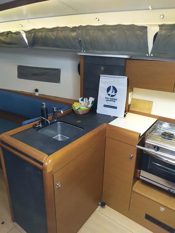 Galley of Sweet Elli, a Jeanneau Sun Odyssey 349 sailboat at Trogir, Croatia