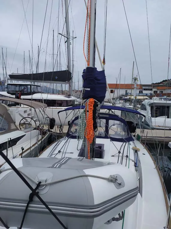 Exterior view of Sweet Elli, a Jeanneau Sun Odyssey 349 sailboat at Trogir, Croatia