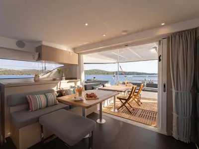 Salon of Sail la vie, a Lagoon 43 catamaran at Grad Šibenik, Croatia