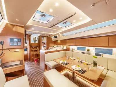 Salon of Jetset 01, a Bavaria C45 Style sailboat at Mai Khao, Thailand
