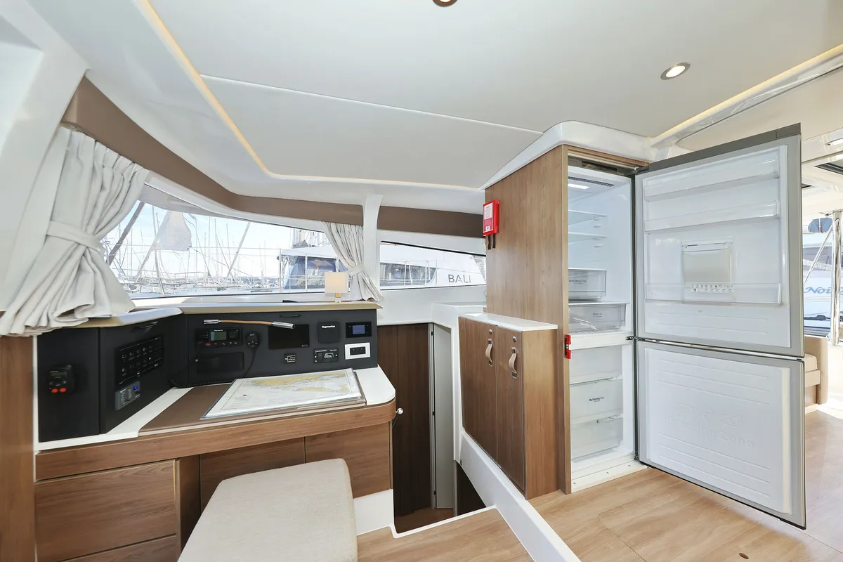 Galley of Bellatrix, a Bali 4.2 catamaran at Seget Donji, Croatia